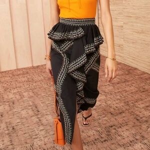 Ulla Johnson Black and Cream Asymmetrical Skirt